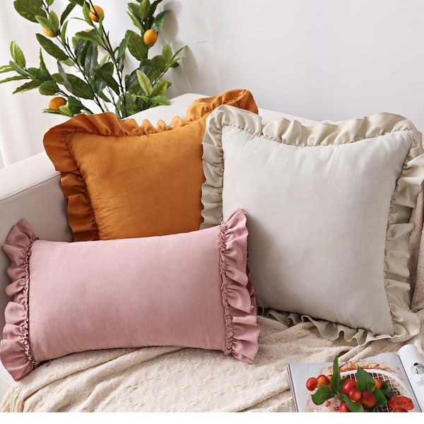 

cushion/decorative pillow solid cushion cover pink grey brown home decorative ruffle soft faux suede 45x45cm/30x50cm for sofa bed living roo