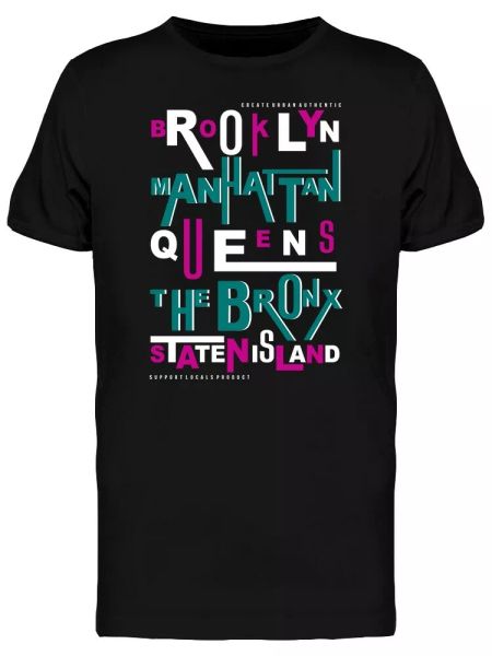 

Brooklyn Manhattan City Graphic Men's Tee -Image by Shutterstock, White;black