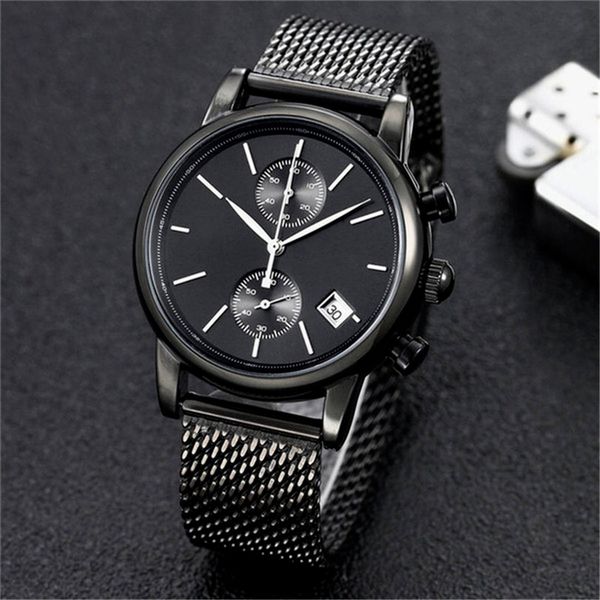 

2-men watch stainless steel strap fully functional second-hand fashion sports luxury brand quartz designer watches mens, Slivery;brown