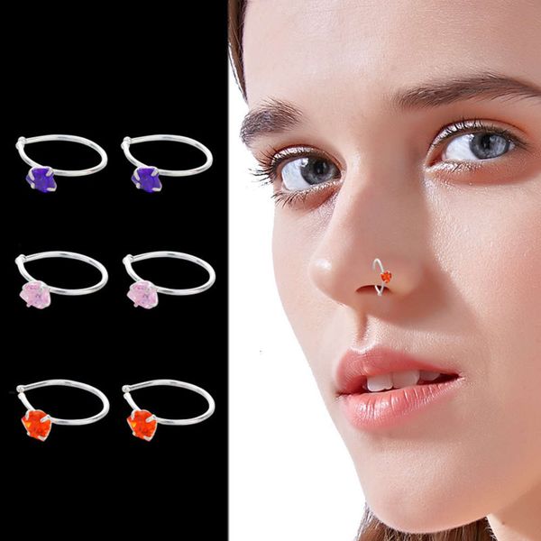 

selling peach heart s925 silver zircon ring human body piercing nose nail accessories