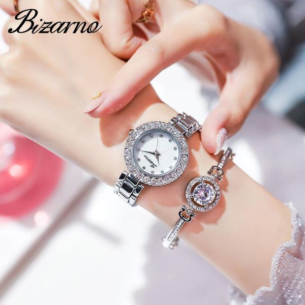 

wristwatches women quartz watches diamond crystal design bracelet watch sets female jewelry fashion silver lady's gift, Slivery;brown