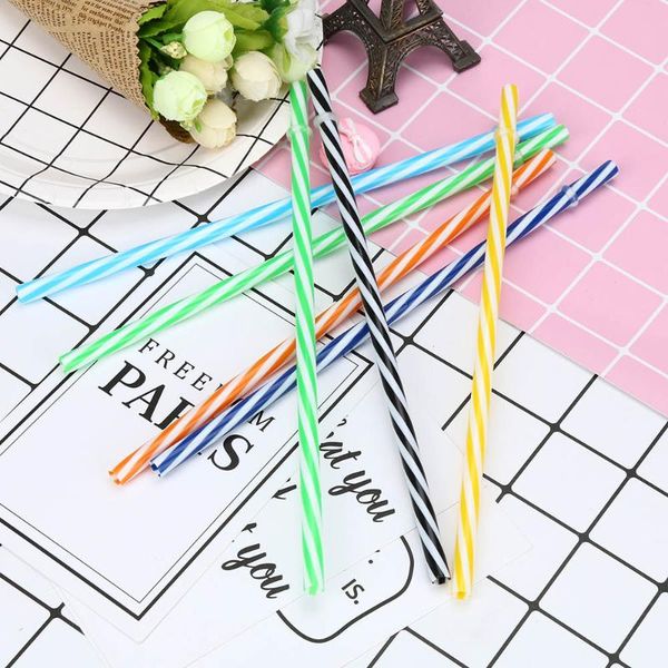 

drinking straws colorful reusable hard plastic stripe party decoration summer super products home accessories