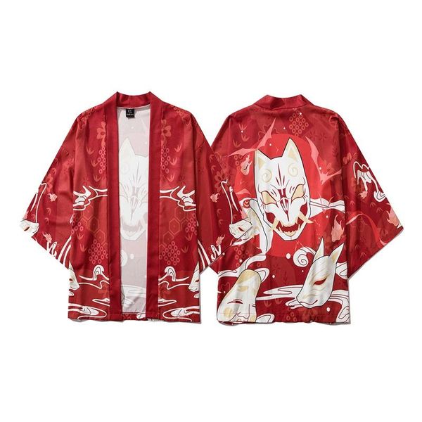 

japan style shirt cardigan kimono samurai costume clothing traditional streetwear robe for men and women ethnic, Red