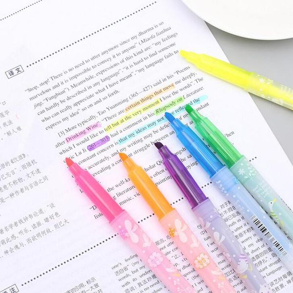 

highlighters 6 pcs/lot marker color highlighter cute duck pen fragrant fluorescent office school supplies escolar canetas stationary, Black;red