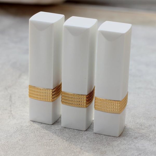 

12.1mm 10/20/50pcs/lot high-grade white striated square lipstick tube, empty lip container storage bottles & jars