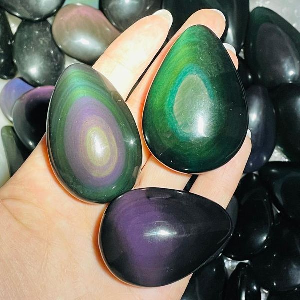 

natural rainbow obsidian teardrop-shaped quartz sheen eyes polished crystal decoration decorative objects & figurines