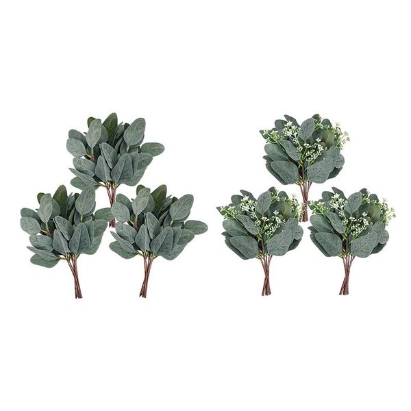 

decorative flowers & wreaths 40 pcs artificial eucalyptus leaf stem short silver dollar branch green plant floral a b