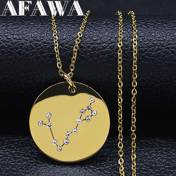 

pendant necklaces astrology pisces stainlessÂ steel women round crystal necklace jewelryÂ collier acier inoxydable nxs02, Silver