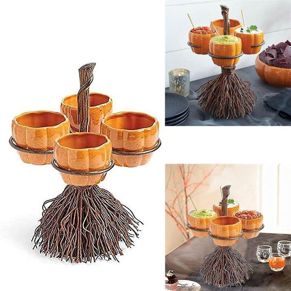 

dishes & plates halloween pumpkin snack bowl stand creative basket 4 bowls candy cake salad holiday party decor