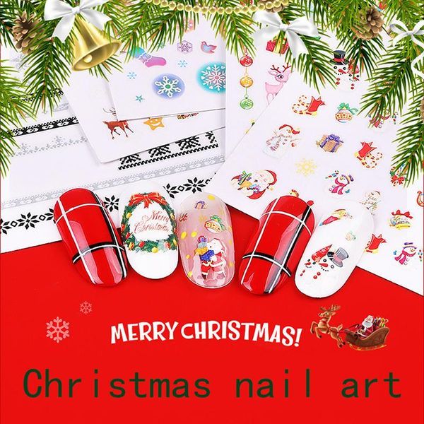 

christmas manicure sticker 3d series cartoon snowflake waterproof nail for nails santa claus gift1, Black