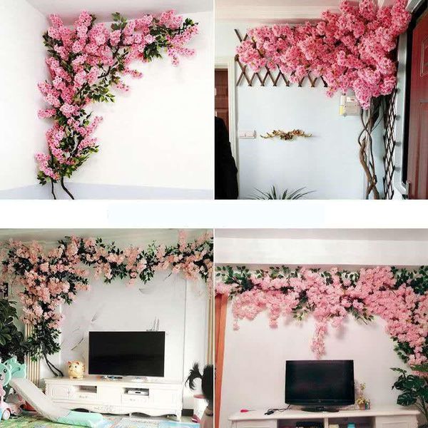 

decorative flowers & wreaths artificial cherry set meal rattan wedding wall decoration flower indoor living room false fattan franch