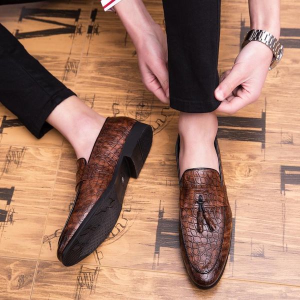 

dress shoes spring men business casual leather formal wear brown nightclub genuine small shoes-size  11 12 45 46 47, Black