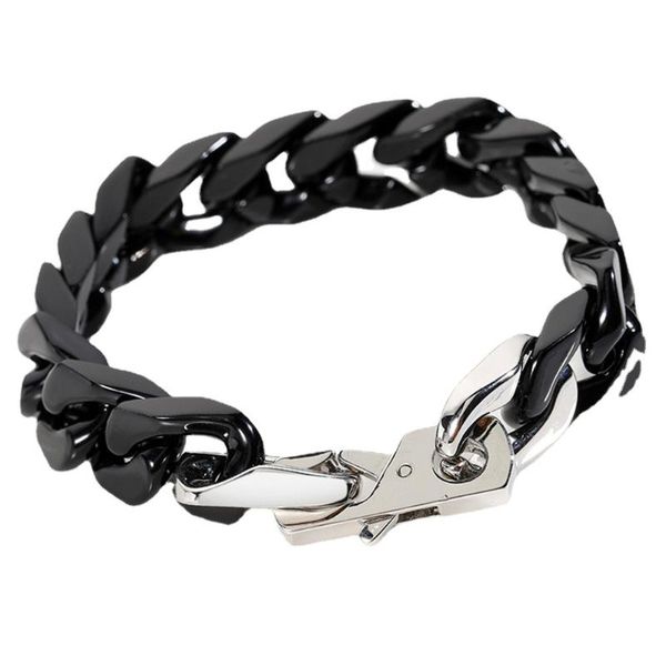 

link, chain 2021 europe and america hip hop stainless steel paint black fashion cuba bracelet for women