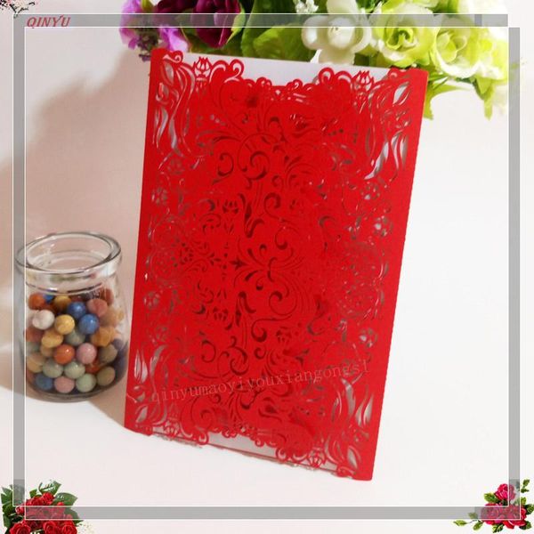 

greeting cards 10pcs wedding invitations card romantic pack envelope delicate carved pattern party decoration anti-gloss paper 6zsh073-10