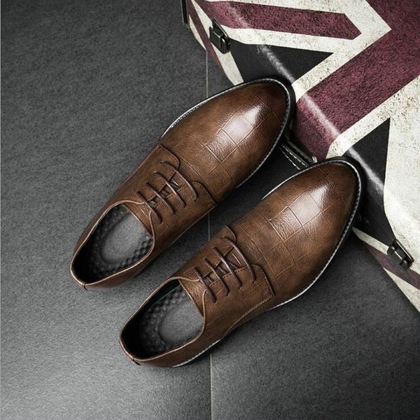 

shoe 2021 fashion british spring bullock manly oxfords sculpted leather retro pointed toe brogue business dressed in ghn7 shoes bby1, Black