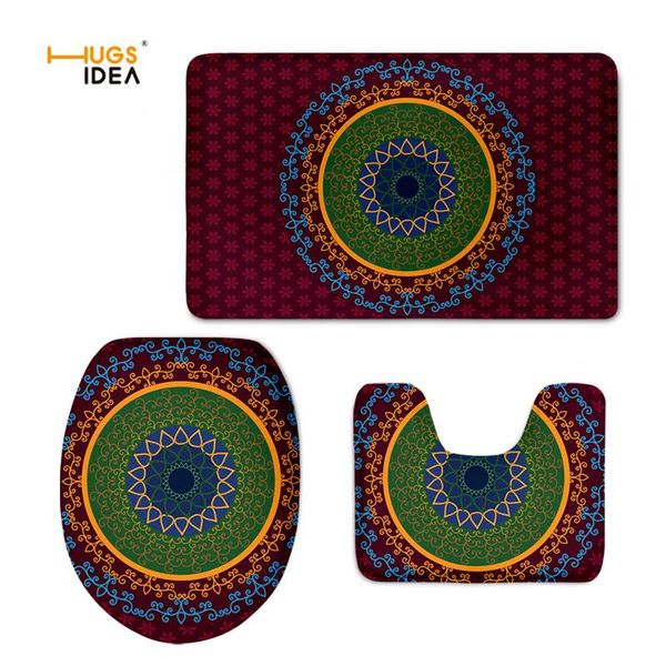 

warmer soft toilet seat cover 3d bohemia style bathroom accessories mat non-slip floor rugs carpets 3pcs/set covers