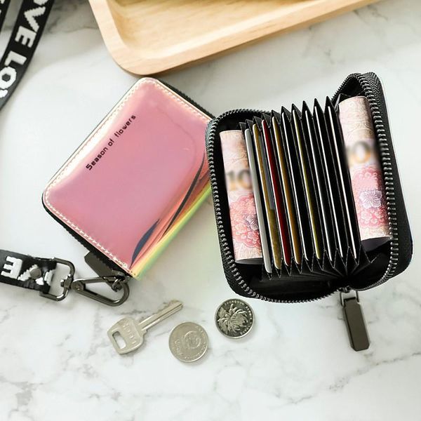 

wallets vogvigo laser hologram ladies wallet lanyard short portfel card holder women mini origanizer coin money bags, Red;black