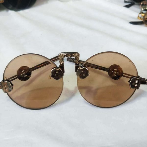 Groothandel Antieke Glazen Republiek China Brillen Zonnebrillen Oude Shanghai Zonnebrillen Citrien Kristallen Glazen Bruine Lens