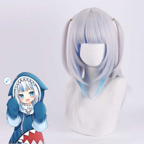 

lord santa hololive gawr gura gavu gula virtual idol shark cos wig, Black