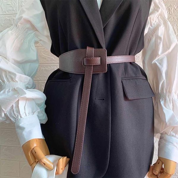 

cxT coat wool dress coat sweater skirt women's wide fashion belts versatile belt women's decorative sweater skirt trendy waist width, Black;brown