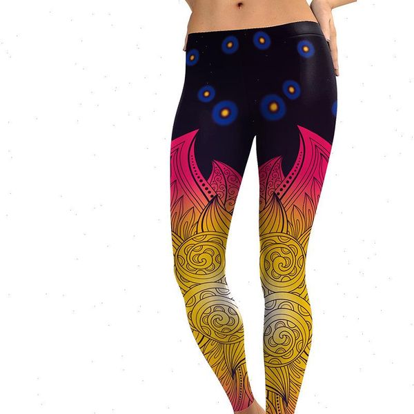 

mandala leggings women fitness womens pants flowers printing fashion workout leggins outwear slim legin drop good quality, Black
