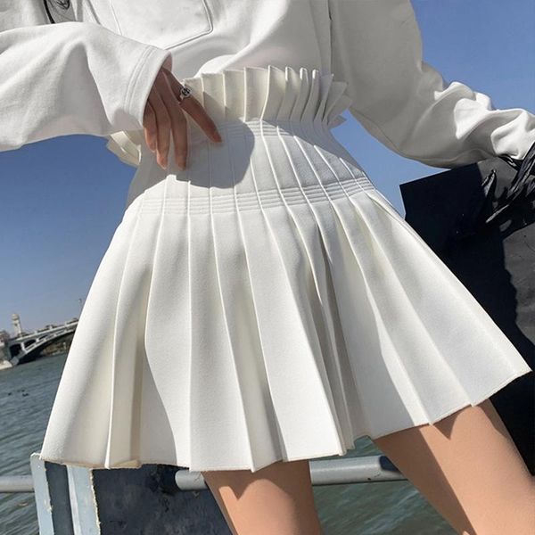 

skirts summer harajuku women short skirt high waist kawaii pleated cute sweet a-line female, Black