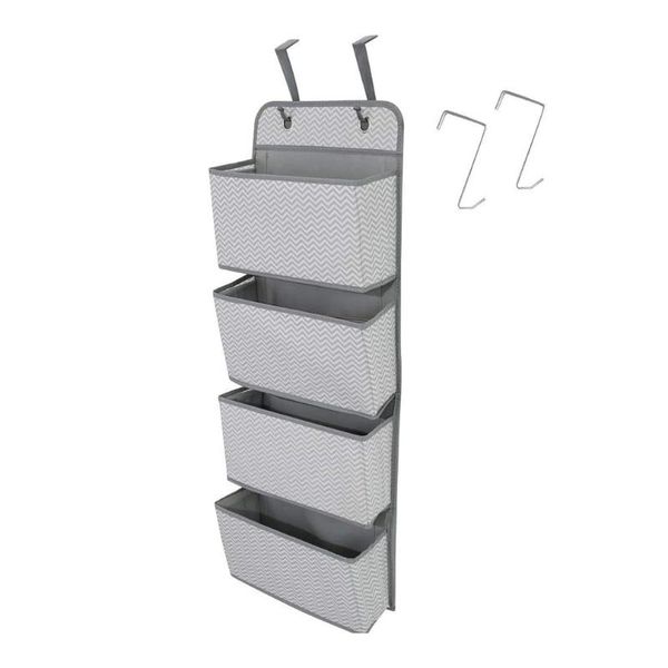 

hooks & rails non-woven hanging organiser with 4 pockets foldable storage wardrobe shelf