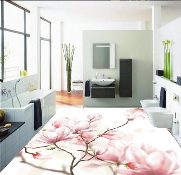 

wallpapers 3d floor painting wallpaper fantasy flowers bathroom waterproof flooring