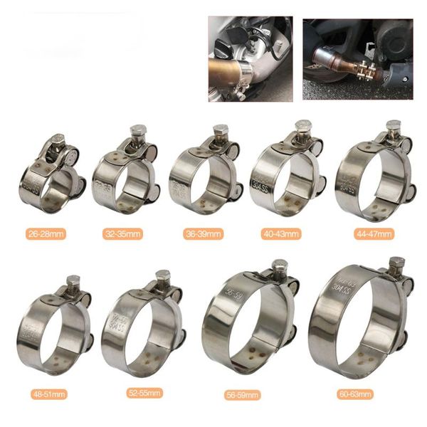 

motorcycle exhaust system stainless steel 304 single pipe clamp tube 26-63mm clip for slip-on type muffler