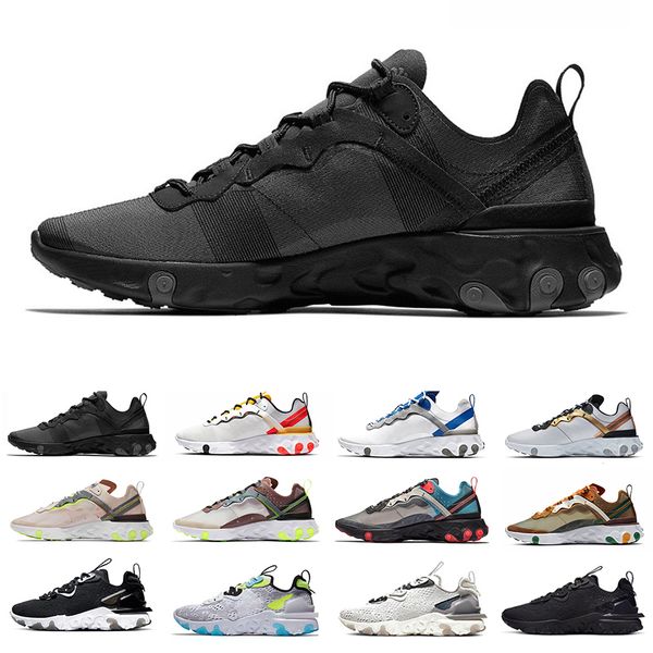 

react vision 87 55 mens running shoes sneakers tour triple black metallic gold black white iridescent schematic 87s orange 55s trainers spor