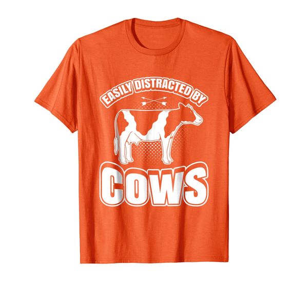 

cow funny tshirt easily distracted by cows, White;black