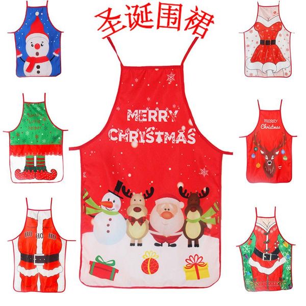

aprons christmas apron decor fabric printing santa claus xmas restaurant bar merry for home 2021xmas gifts favor