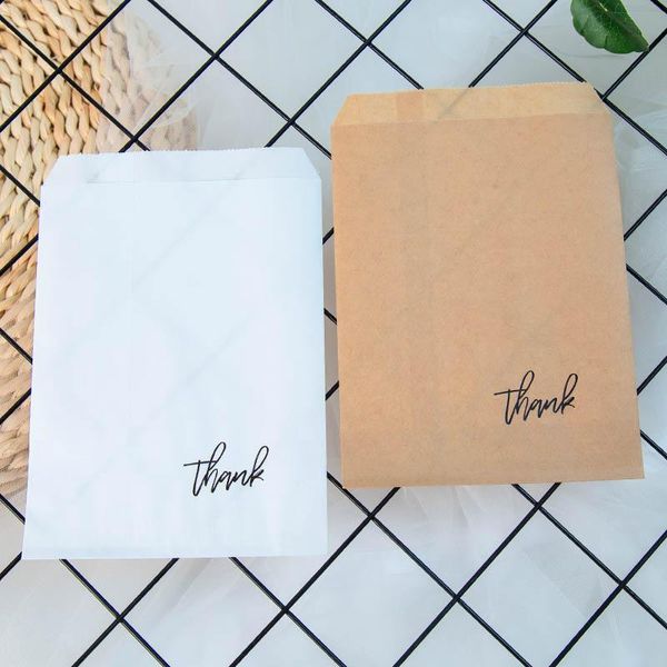 

gift wrap thank calligraphy candy treat bags birthday wedding party decorations cookies popcorn buffet kraft paper favor bag of 25pcs