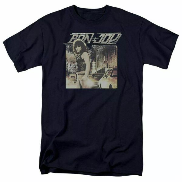 

Bon Jovi Runaway Jon T Shirt Officially Licensed Rock Band Merch Tee Navy Blue, White;black