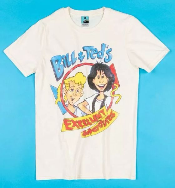 

official bill and ted's excellent adventures cartoon ecru t-shirt, White;black