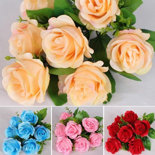 

decorative flowers & wreaths 2pcs bunch of 7 heads medium open rose bouquet beautifu artificial flower in stock drop