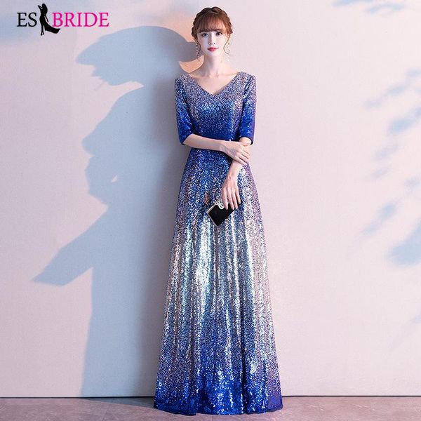 

party dresses evening dress women 2021 banquet temperament long show thin big choir performance skirt host sequins, White;black