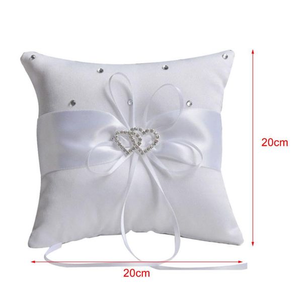 

pillow wedding ring ribbon bowknot rhinestones heart decoration party satin cushion hee889