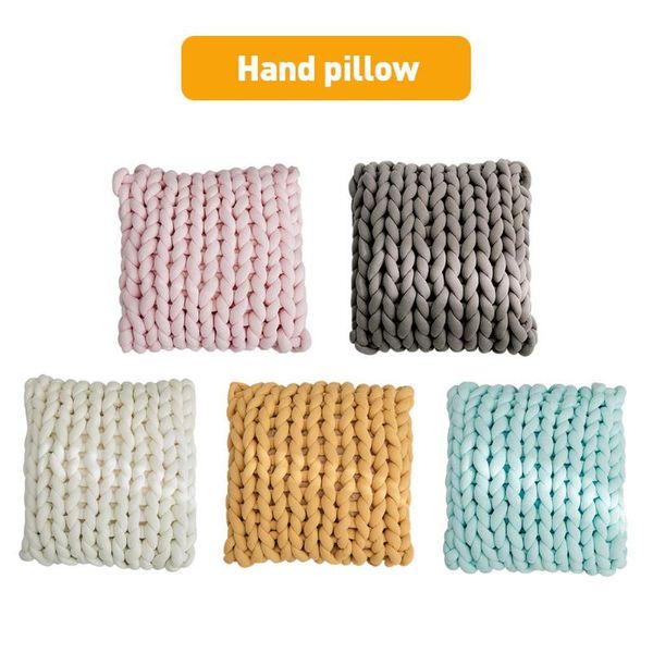 

pillow braid knotted solid color knitted cushion soft core spun yarn handmade knot sofa cushions throw pillows decor