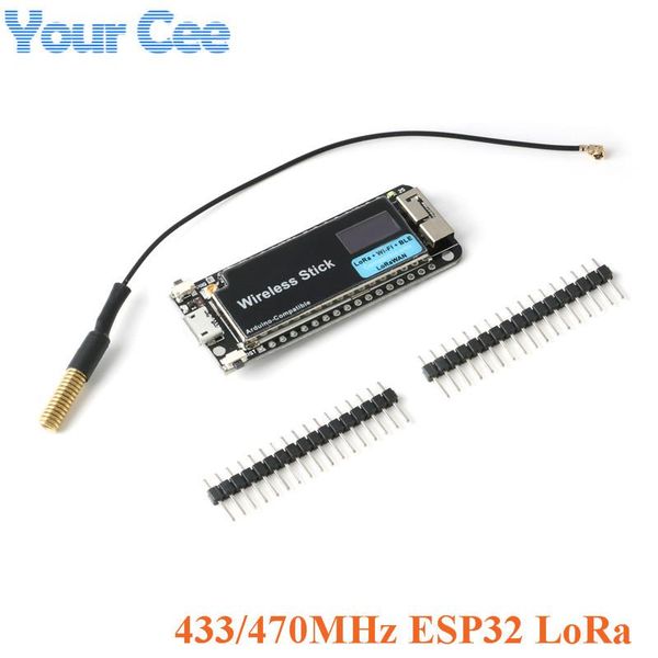 

integrated circuits 433/470mhz esp32 lora oled display development board wireless stick sx1276 lorawan protocol wifi ble with antenna for ar