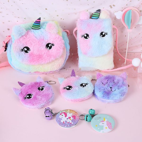 

new children's cartoon backpacks cute girl shoulder messenger unicorn animals bag cute princess mini handbag toy