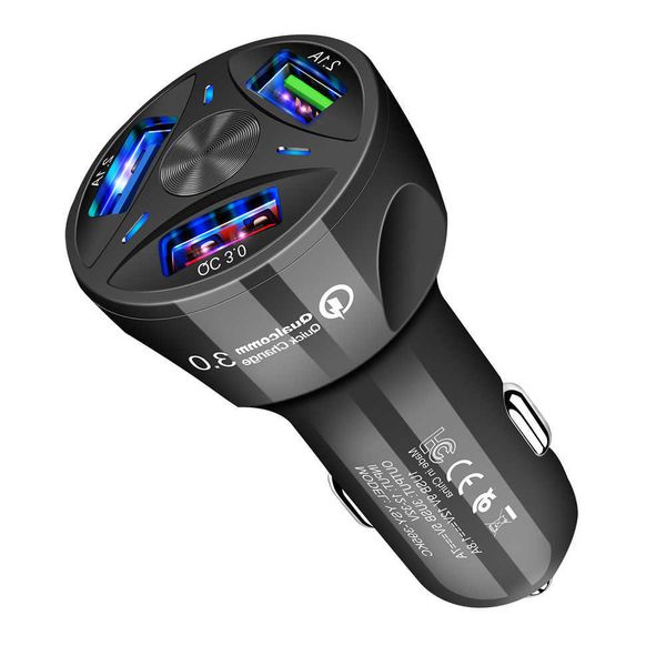 

new arrival qc 3.0 fast car charger 3 ports usb qick charge cigarette lighter for samsung huawei xiaomi iphone