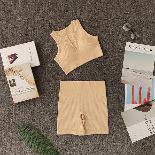 

yoga outfit seamless women set 2 pcs workout sport high waist shorts crop bra gym clothing running sports suits