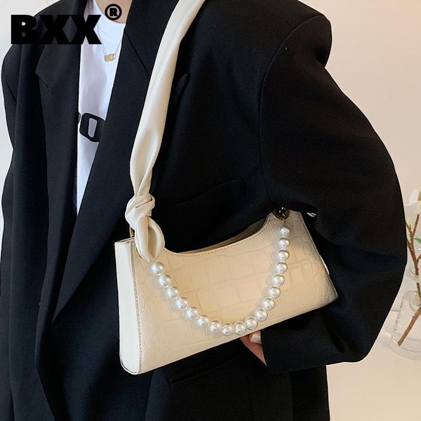 

evening bags [bxx] simple pearl chain pu leather for women 2021 summer shoulder bag handbags trending luxury hand hs287