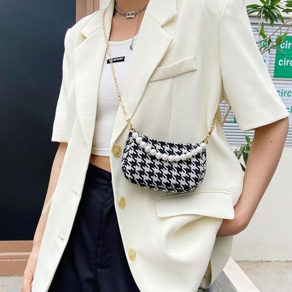 

waist bags mini small handbags canvas shoulder bag for women retro houndstooth leopard tote handbag fashion girls