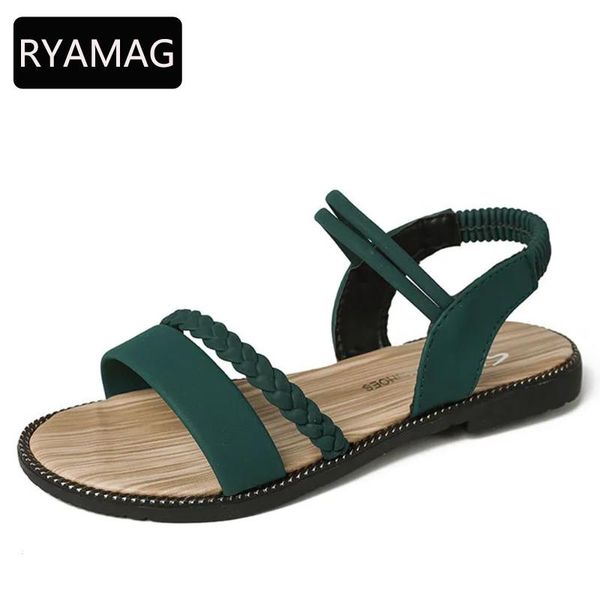 

sandals ryamag 2021 slippers plus size 34-40 fashion women shoes flat summer rhinestone ladies, Black