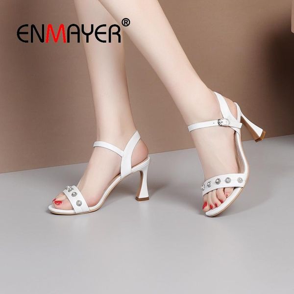 

sandals genuine leather basic party summer fashion high heel buckle strap solid women shoes size 34-39 ly2068, Black