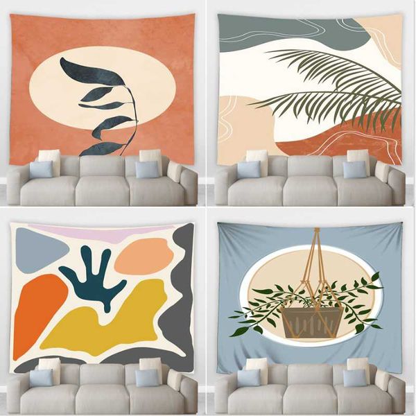 

tapestries nordic ins style big tapestry plants leaves pattern mural living room bedroom wall decor hanging blanket home art hang curtains