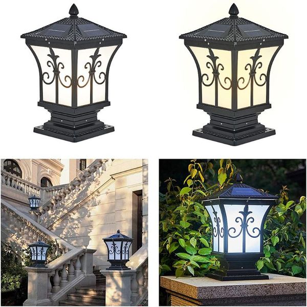 

solar lamps 24 led light outdoor garden vintage lantern pillar lamp waterproof column landscape lights for villa yard fence