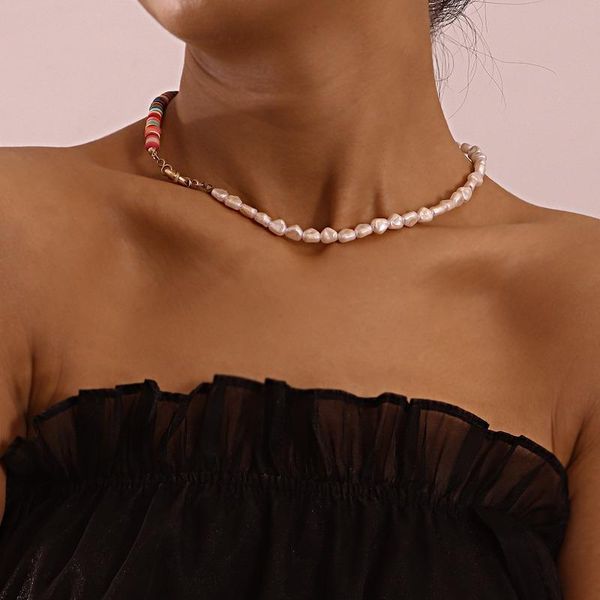 

chokers 2021 bohemian necklace for women choker statement necklaces aesthetic irregular pearl jewelry vintage lady party accessories, Golden;silver